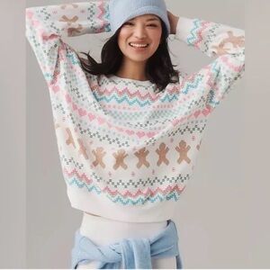 Anthropologie X Beach Riot Devyn Sweatshirt Gingerbread Fairisle